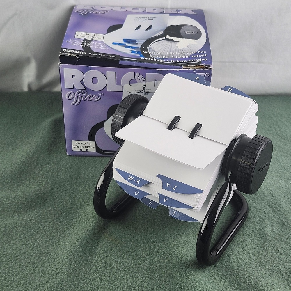 Rolodex Black Rotary Card File w Box 66704 Wheel Office Desk Organizer 500